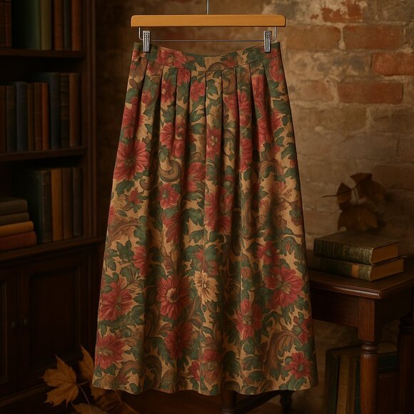 Vintage Floral Midi Skirt Size 12 Cottage Grandma Academia Fundamental Things - Picture 2 of 10